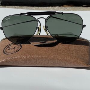 Vintage B&L Ray-Ban Outdoorsman RARE Black Chrome 62mm CableTemples G-15 w/case